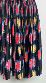 Chopova Lowena Leather-belted Pleated Floral Skirt
