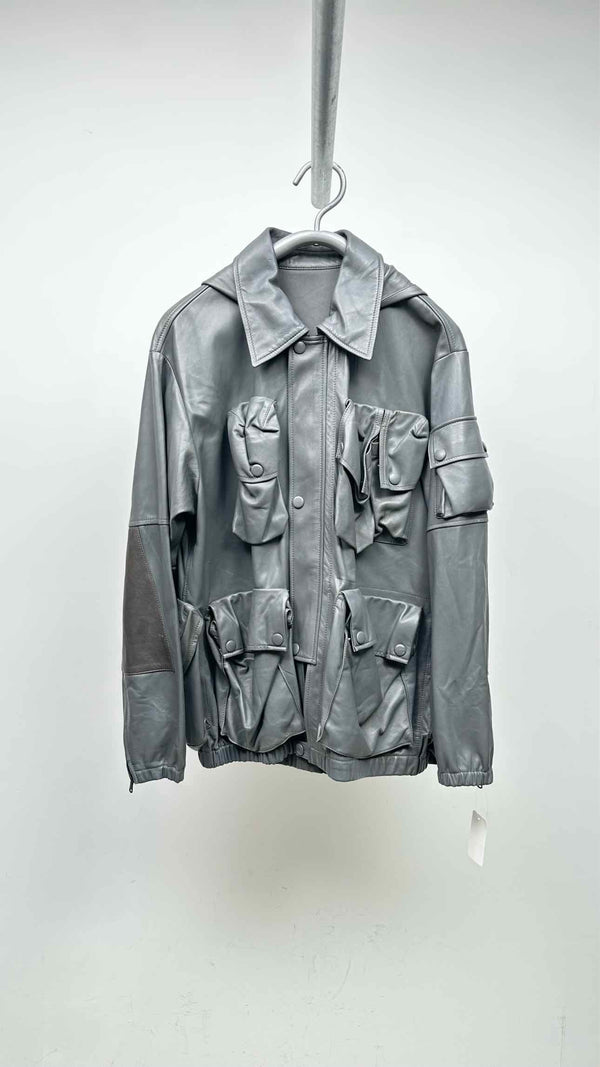 Off-White Leather Bomber Jacket