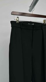 Area Back-cut out crystal chain Wide Pants