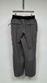 Uma Wang Velvet Side Stripe Wide Fringe Easy Pants