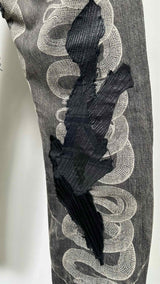 Hysteric Glamour Boro-patchwork Snake-print Jeans