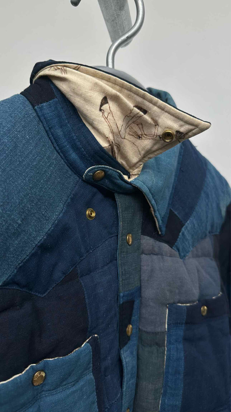 Visvim Denim Patchwork Down Jacket