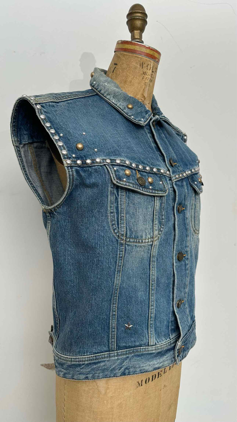 Saint Laurent Studded Denim Vest