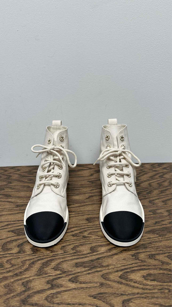 Chanel Two-tone Canvas Boots