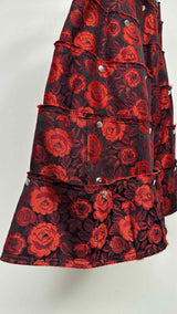 Comme Des Garcons Rose-jacquard Tiered Snap-detailed Skirt