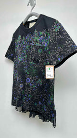 Sacai S/S Back-Pleated Floral Top