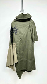 Comme Des Garcons Asymmetrical Shadow-print Trench Coat