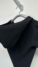 Alaia S/S Open-Neck Hooded Knit Top