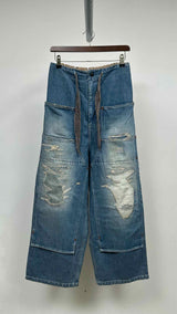 Kapital 14oz Distressed Double-Knee Easy Baggy Jeans