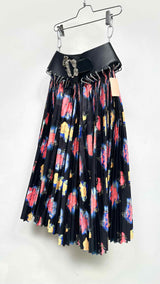 Chopova Lowena Leather-belted Pleated Floral Skirt