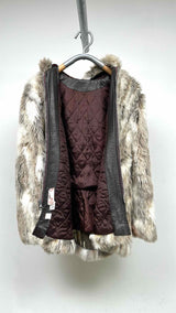Vintage Faux-fur Quilted-lining Hooded Jacket
