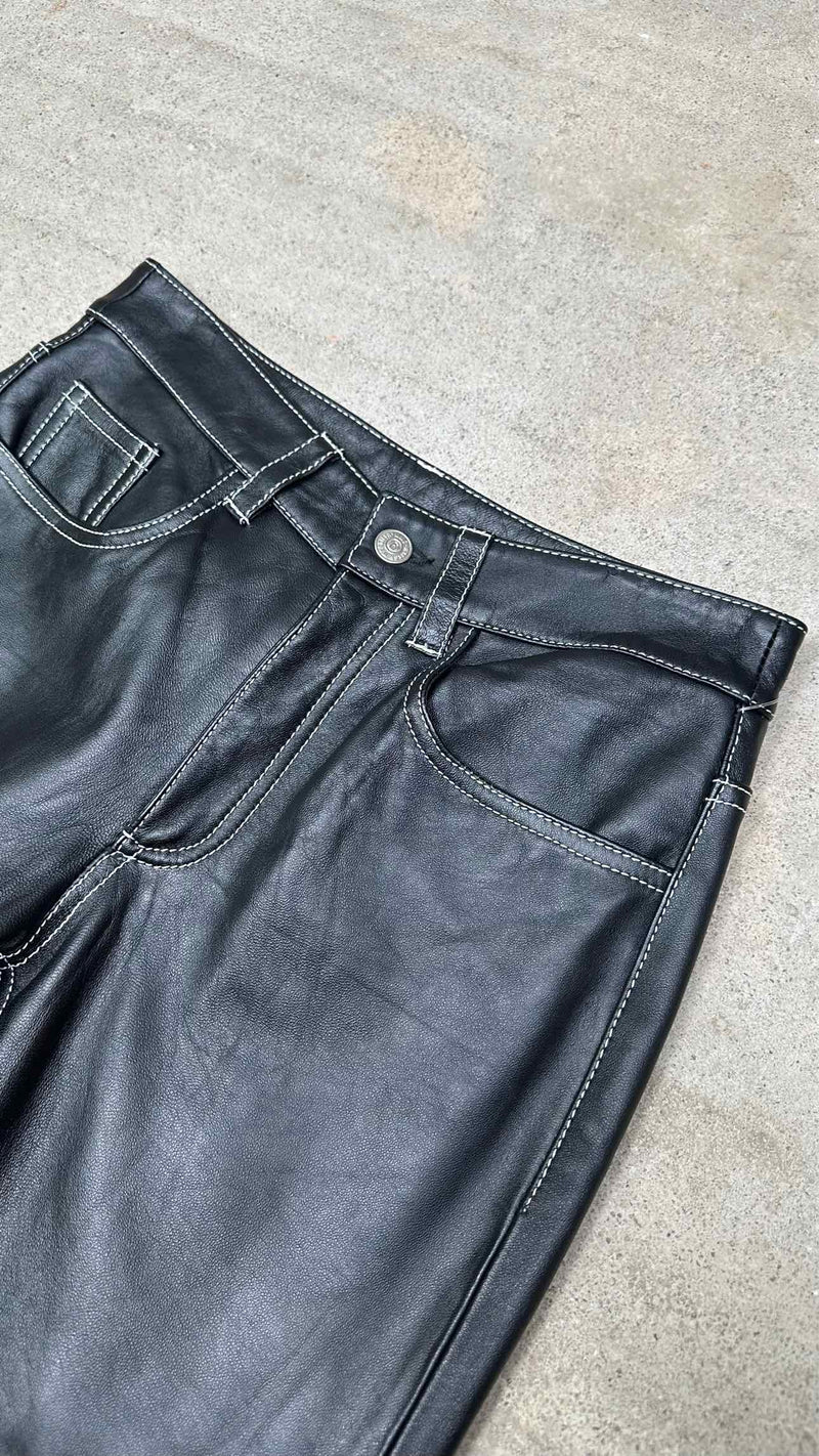 MM6 Contrast Stitch Leather Pants