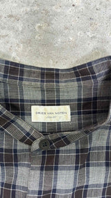 Dries Van Noten Check Collarless Shirt