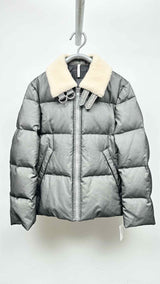 Helmut Lang Fur-Collar Mesh-layered Down Jacket