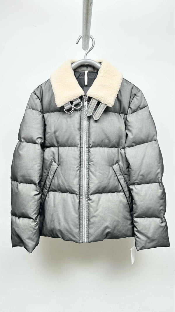 Helmut Lang Fur-Collar Mesh-layered Down Jacket