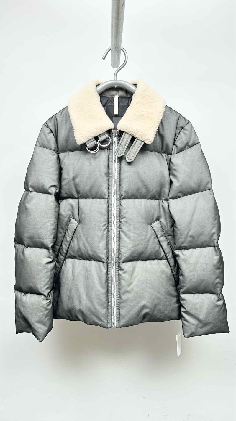 Helmut Lang Fur-Collar Mesh-layered Down Jacket