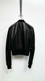 Rick Owens Rib-waist Cropped Leather Bomber Jacket