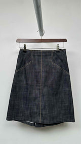 Alaia Back Lace-Up Denim Skirt