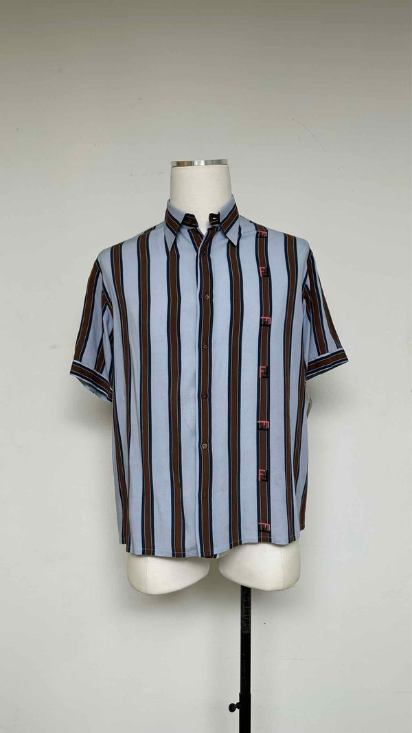 Fendi S/S Logo Stripe Satin Shirt