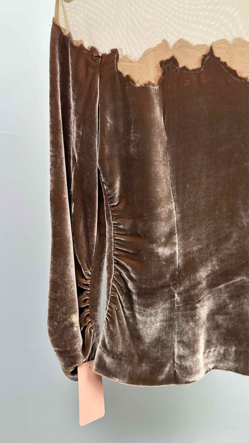 Margiela Burnt Effect Velvet Mesh Blouse