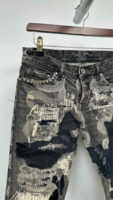 Hysteric Glamour Boro-patchwork Snake-print Jeans