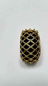Saint Laurent Crystal & Velvet Cuff Bracelet