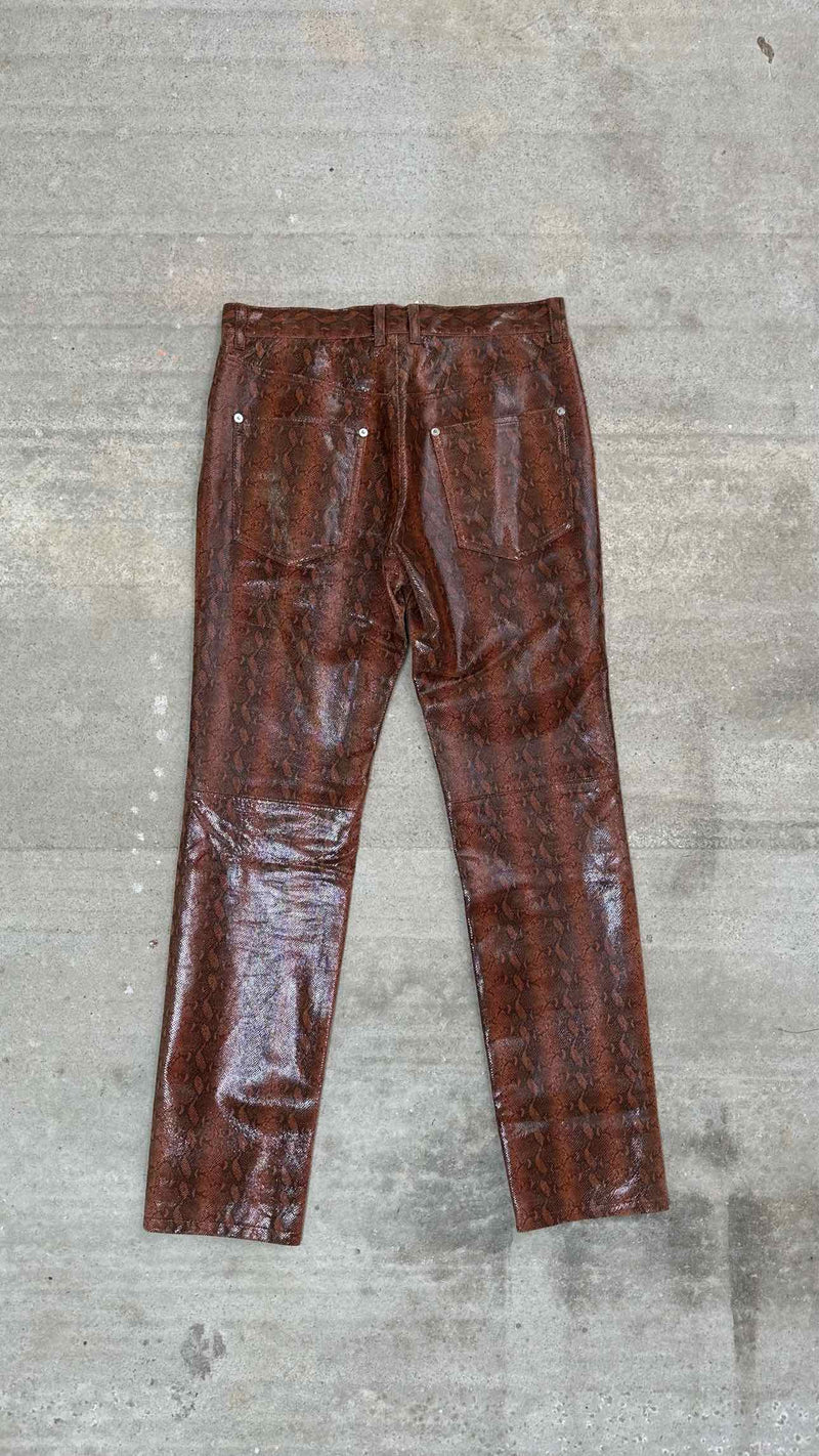 John Lawrence Sullivan Python Printed Leather Pants