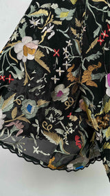 Bode Heirloom Floral-Embroidered Sheer Silk Shirt
