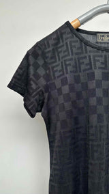 Fendi Jeans Monogram Checker Jacquard T-shirt