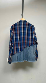Greg Lauren Plaid Denim Boxy Studio Shirt