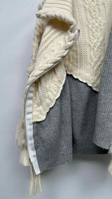 Sacai High-Neck Fur-Sleeve Asymmetrical Zip-Detail Sweater