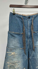 Kapital 14oz Distressed Double-Knee Easy Baggy Jeans