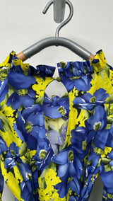 Balenciaga L/S Hybrid Multi-floral Pleated Dress