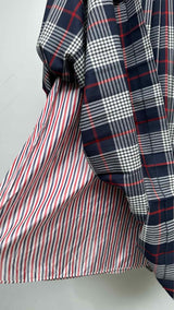 Thom Browne Hairline Plaid Pleated Midi Skirt