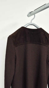 Gucci Suede-hybrid Rib-knit Cardigan