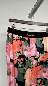 Tom Ford Floral Silk Logo-waist Easy Pants