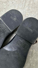 Miu Miu Bleached Leather Buckled Sandals