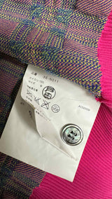 Tao Comme Des GarÃ§ons Mesh-knit Plaid Cropped Cardigan