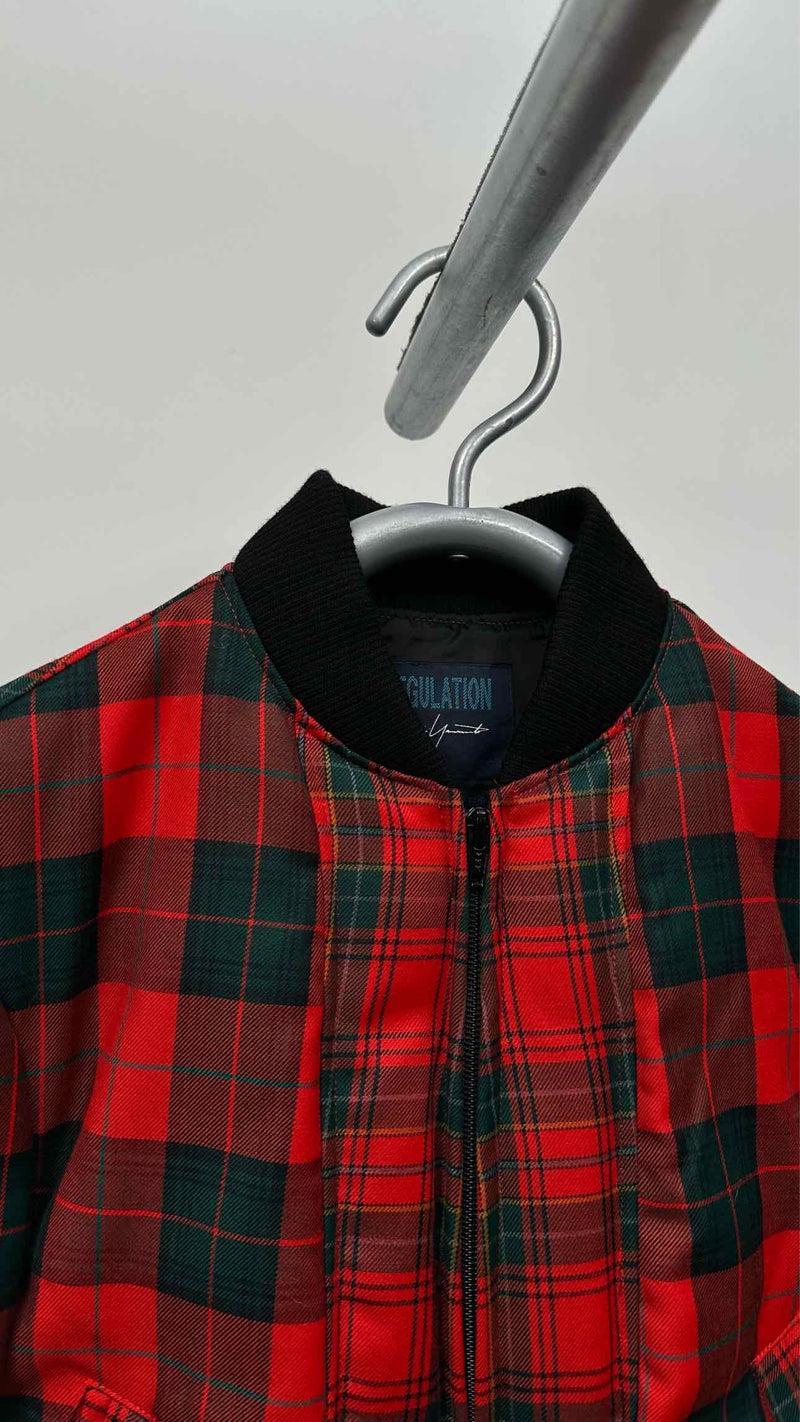 REGULATION Yohji Yamamoto Cropped Plaid Down Jacket