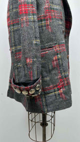 Vaquera Double-brest Tartan-check Studded Hem Oversized Coat