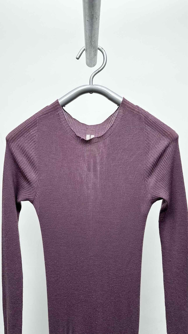 Rick Owens L/S Rib Knit Side-slit Dress