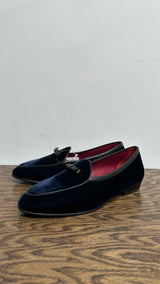 Baudoin & Lange Sagan Bow Velvet Loafers