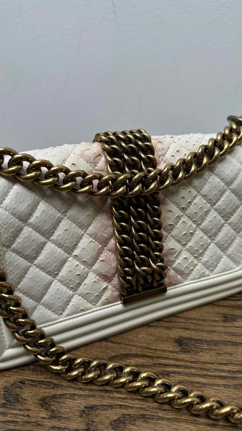 Chanel Python Rock Chain Small Boy Bag