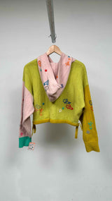 Yan Yan Knits Curious Embroidered Cropproed  Hoodie