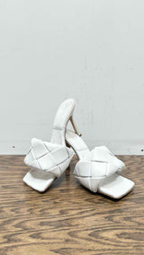 Bottega Veneta Lido Intrecciato Leather Heel Sandals