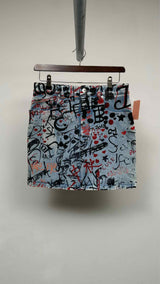 Burberry Graffiti Denim Mini Skirt