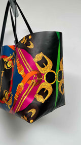 Versace Heritage Print Leather Tote Bag
