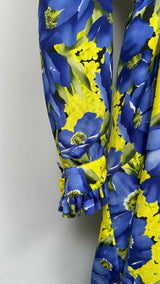 Balenciaga L/S Hybrid Multi-floral Pleated Dress