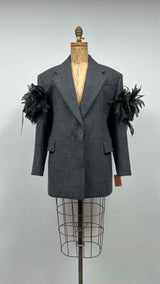 Prada Feather Trim Boxie Jacket