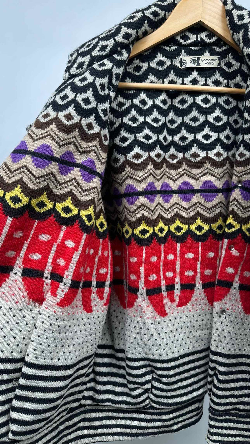 Kansai Yamamoto Faux-leather Jacquard Hybrid Reversible Jacket